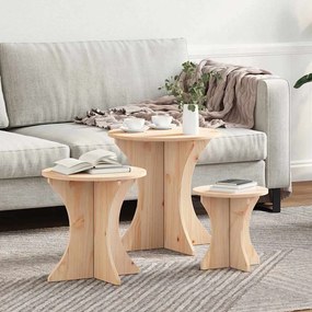 vidaXL Masă de cafea 3 pcs natural 46 x 46 x 47 cm Lemn masiv de pin