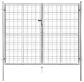 vidaXL Poartă de grădină din oțel galvanizat, argintiu, 300x200 cm