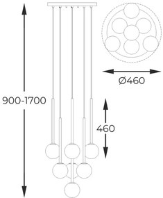 Lustră pe cablu Zuma Line P0574-07F-SDFZ ARCTURUS 7xG9/4W/230V negru