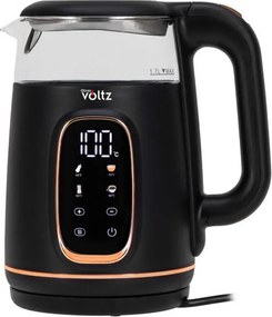 Fierbător electric Oliver Voltz OV51230AF, 2200 W, 1,7 l, 4 moduri, 13 setări de temperatură, afișaj LCD, comandă tactilă, negru/roz auriu