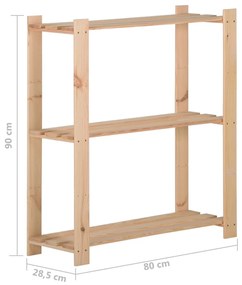Raft depozitare 3 niveluri, 80x28,5x90 cm, lemn masiv de pin 80 x 28.5 x 90 cm, 1