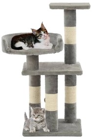 170607 vidaXL Ansamblu pentru pisici, stâlpi din funie de sisal, 65 cm, gri