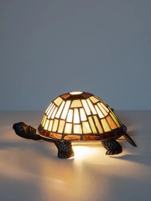 Lampa de masa in forma de broasca testoasa din metal, cu abajur din sticla vitrata , "Turtle"