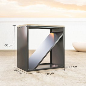 Outsunny Suport pentru Lemne de Interior 2 în 1, Suport Înălțat cu Separator, pentru Șemineu, 58 x 36 x 60 Cm, Negru | Aosom Romania