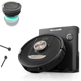 Aspirator robot Shark PowerDetect RV2820VEEU, 650W, 0.3 L, 360° LiDAR, Autonomie pana la 110 min, DirtDetect, Negru