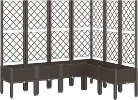 vidaXL Jardinieră de grădină cu spalier, maro, 160x120x142 cm, PP