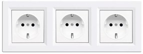 Nova III trei prize cu împământare 16A 250V cu cadru alb