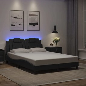 3214022 vidaXL Cadru de pat cu lumini LED, negru, 140x200 cm, piele ecologică