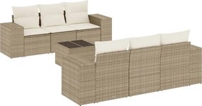 vidaXL Set canapele de grădină, 7 piese, cu perne, bej, poliratan