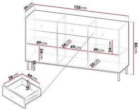 Comodă Probazzo 3D3SZ (Negru + auriu) . 1103670