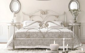 Pat lemn masiv Ducale – cu ornamente din fier forjat 120/160x200cm - 120x200