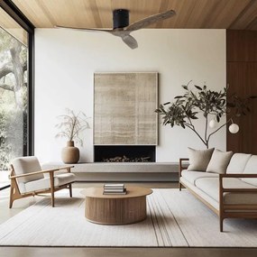 ZEVENTI - Ventilator de tavan SPELLO Wi‑Fi Tuya, negru/stejar + telecomandă