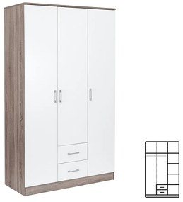 Dulap Miami 120x205 cm alb-stejar York