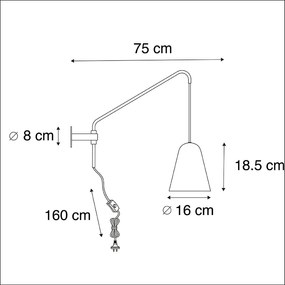 Lampă de perete retro aurie/alamă cu abajur - Demi