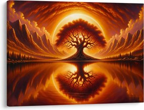 Tablou – Arbore în soare sângeriu (70x50 cm)