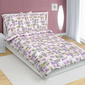 Lenjerie de pat din bumbac Bellatex Patchwork lila, 140 x 200 cm, 70 x 90 cm, 140 x 200 cm, 70 x 90 cm