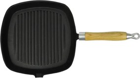 vidaXL Tigaie din fontă cu mâner din lemn