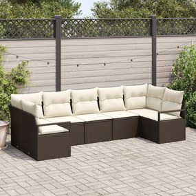 vidaXL Set de canapele pentru grădină 7 pcs Maro Rattan poli
