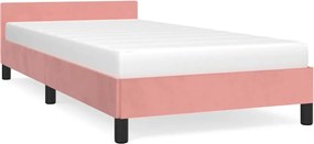 vidaXL Cadru de pat cu tăblie fără saltea, roz, 100x200 cm, catifea