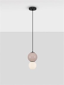 Pendul LED decorativ portelan mocha, sticla alb, NOESIS