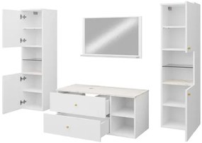 Mobilier baie Kiago III (Negru mat + Marmură Negru + auriu) . 1103963
