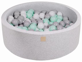 Meowbaby – Piscina rotunda 90x30 cm cu 200 mingi pentru copii – Light Grey