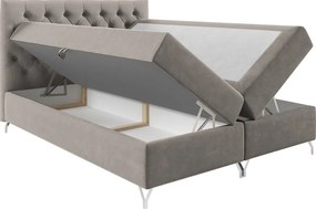 Pat cu boxspring, 140x200, ţesătură gri-bej Taupe Velvet, GULIETTE + cadou