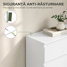 HOMCOM Comodă modernă cu 8 sertare, 120 x 39 x 100 cm, albă | Aosom Romania