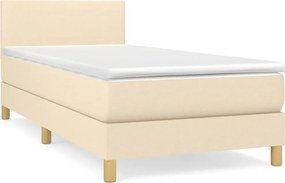 vidaXL Pat box spring cu saltea, crem, 80x200 cm, textil