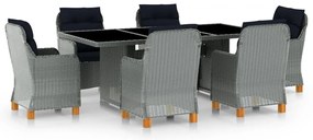 vidaXL Set mobilier de exterior cu perne,7 piese,gri deschis,poliratan