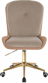 HR690K Scaun Velvet&amp;soft Piele Pu Latte/Carmel Latte Bază Aurie