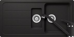 Set chiuveta bucatarie Schock Formhaus D-150L 1000 x 500 mm si baterie bucatarie Schock Cosmo Cristalite Nero, negru