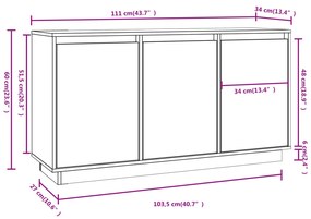 Servanta, 111x34x60 cm, lemn masiv de pin 1, Maro