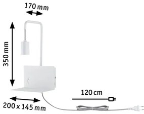 Paulmann 79812 - Lampă de perete CALVANI cu poliță și port USB, 1xE27/40W, 230V, albă