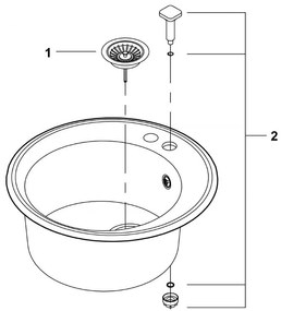 Chiuveta Quartz composite Grohe K200, 380 x 200 mm, montare pe blat, evacuare manuala, 31656AP0