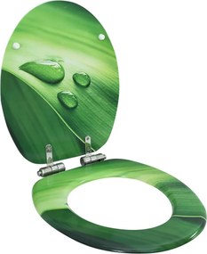 vidaXL Capac WC închidere silențioasă, verde, MDF, model picătură apă