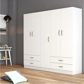 Dressing GRD0701, alb, PAL melaminat, cu 5 usi si 4 sertare, 200x47x18