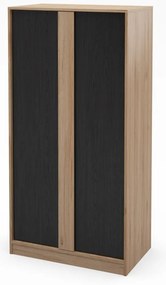 Șifonier negru/în culoare naturală cu aspect de lemn de stejar 90x180x53 cm Dennis – Marckeric