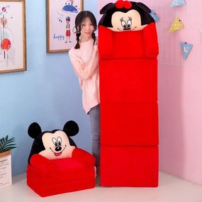 Fotoliu din plus extensibil in 4 pliuri, Mickey, 150 cm, Rosu - FPE-40