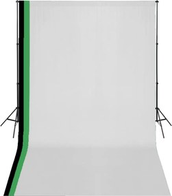 vidaXL Set studio foto cu 3 fundaluri de bumbac, cadru reglabil, 3x5 m