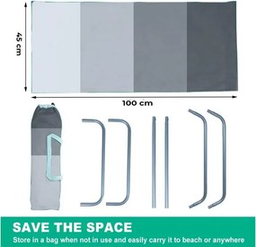 Set de 2 sezlonguri pliante pentru plaja SAND, dungi gri