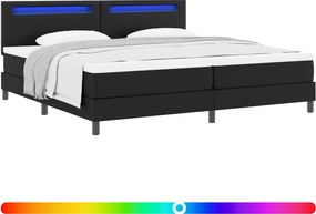 vidaXL Pat cu arcuri cu saltea Negru 200 x 200 cm Piele artificială