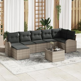 vidaXL Set de Canapea 7 Piese cu Perne Maro Ratan Polimeric