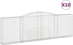 vidaXL Coșuri gabion arcuite 10 buc. 400x30x120/140 cm fier galvanizat