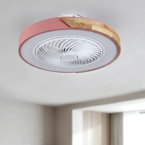 Brilagi - Corp de iluminat LED dimabil cu ventilator LED/38W/230V 50 cm roz/stejar + telecomandă