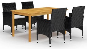 vidaXL Set mobilier de grădină, 5 piese, negru