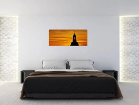 Tablou cu biserică în apus de soare (120x50 cm)