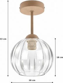 BRILAGI - LED lustra aplicată RETRO GLASS 1xE27/60W/230V Ø 18 cm bej/transparent
