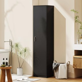 HOMCOM Dulap de bucătărie Slim cu 5 rafturi și spațiu interior reglabil, din lemn, 40x35x180 cm, negru | Aosom Romania