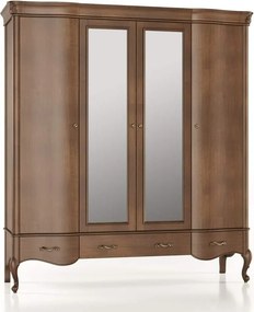 Dulap lemn masiv Celisea 4 Uși 4 Sertare cu Oglindă, 200 × 63 × 220 cm